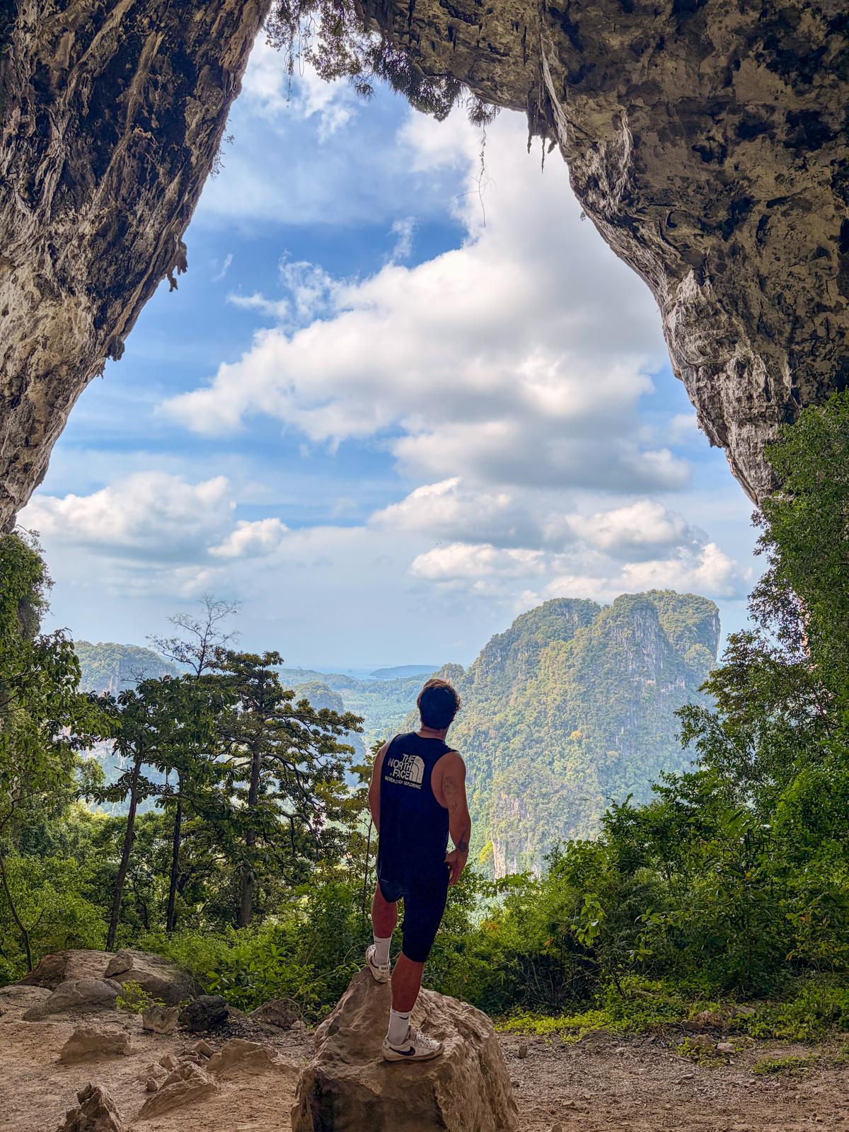 Cave viewpoint over Krabi limestone cliffs